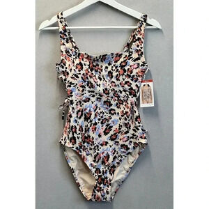 SOCIAL STANDARD Women's Swimsuit Size XS One Piece Flower Print Beige‎ NWT